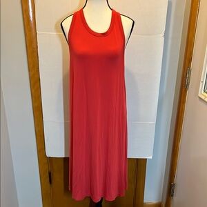 a new day Coral Red shift crew neck relax knee length Midi Dress